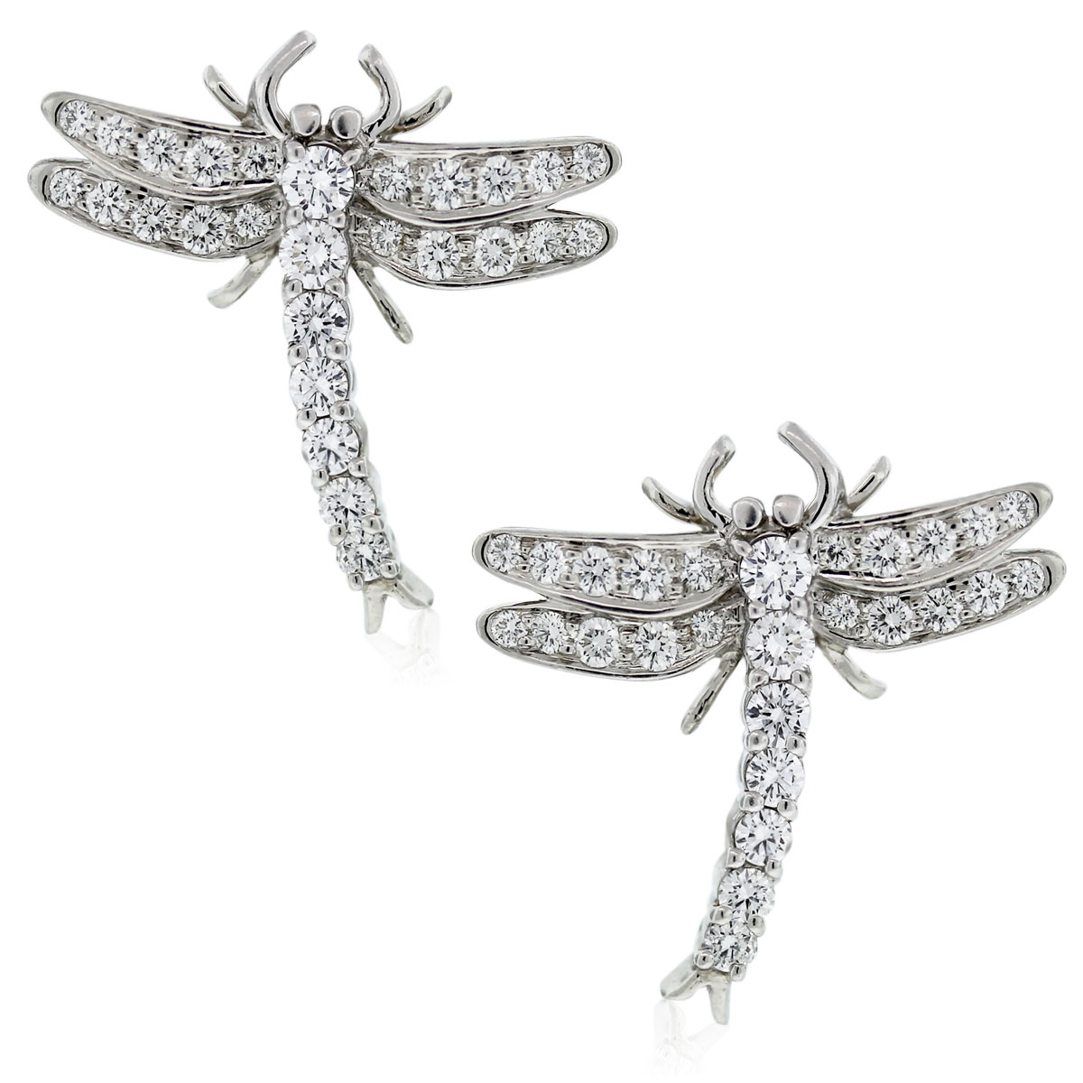 Tiffany & Co. Platinum Round Brilliant Diamond Dragonfly Earrings