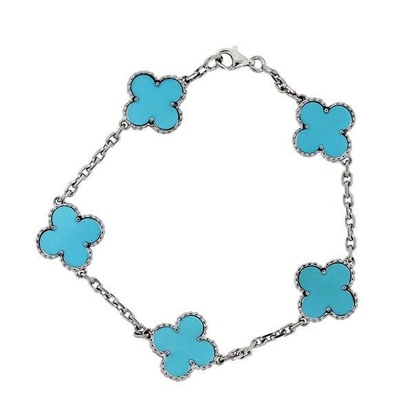 VCA Alhambra bracelet turquoise and white gold