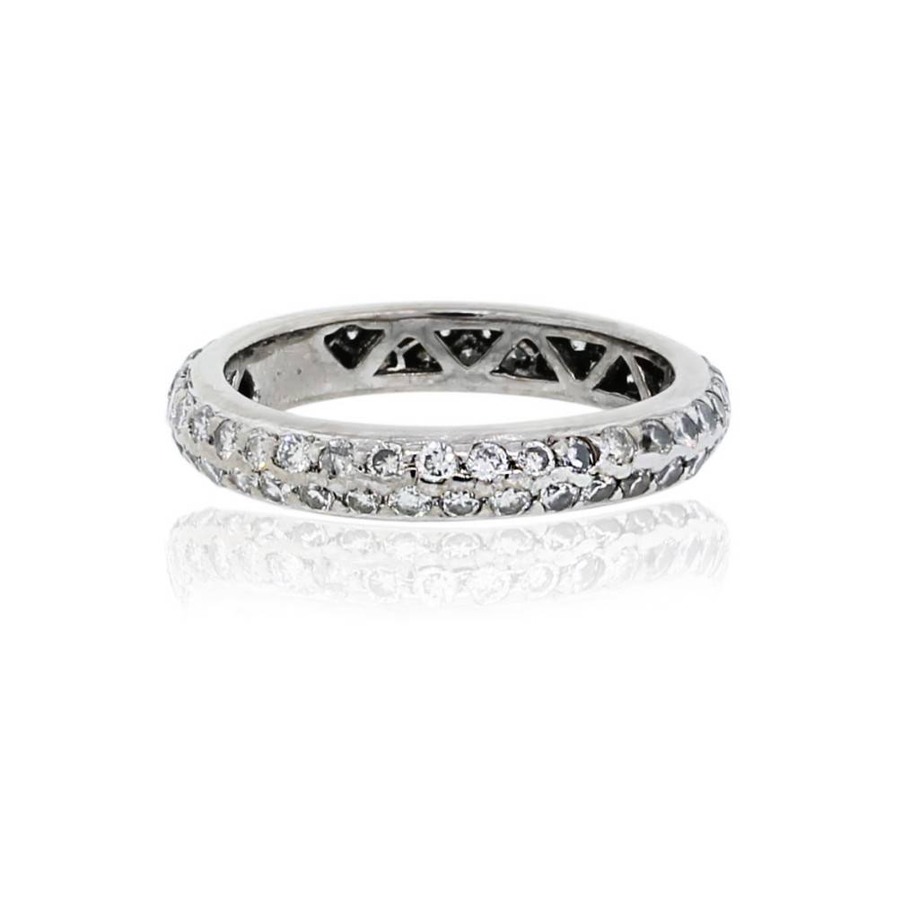 You are viewing this 18K White Gold Pave Round Brilliant Diamond Band Ring!