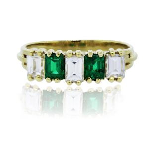 You are viewing this 18K Yellow Gold Diamond Emerald Ring!