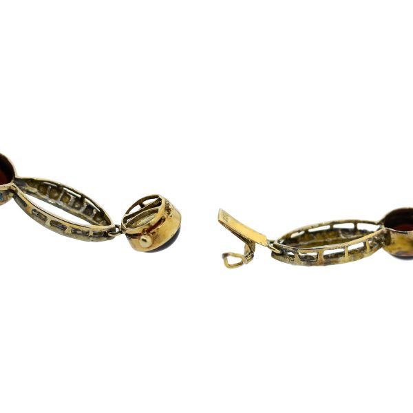 Vintage 18K Yellow Gold Pearl Cabochon Garnet Necklace