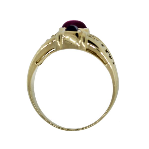 Yellow Gold Cabochon Ruby Princess Cut Sapphire Diamond Ring