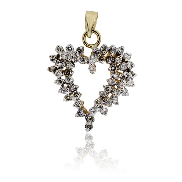 You are viewing this 14K Yellow Gold and Diamonds Heart Slide Pendant!