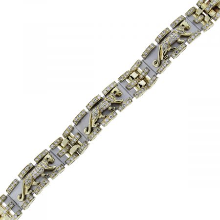You are viewing this 18k Two Tone Gold and Diamond Panther Design Bracelet!