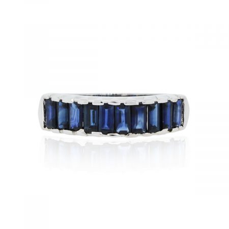 You are viewing this Platinum Baguette Sapphire Ring!