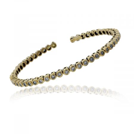 You are viewing this 18K Yellow Gold Diamond Open Bangle Bracelet!