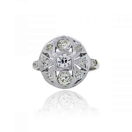 You are viewing this 14K White Gold Round Brilliant Diamond Ladies Vintage Ring!