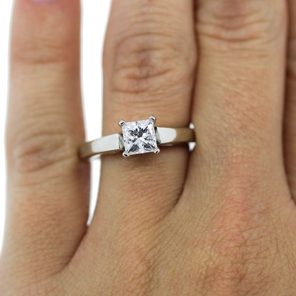 White Gold Princess Cut EGL Engagement Wedding Band Ring