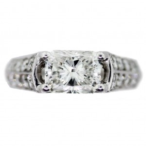 Horizontal set radiant cut engagement ring