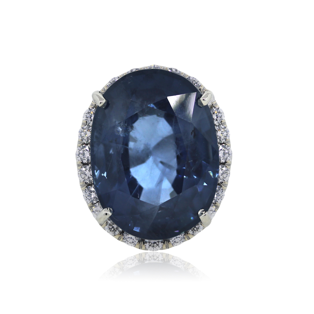 14k White Gold Cocktail Style Created Blue Sapphire Stud Earrings