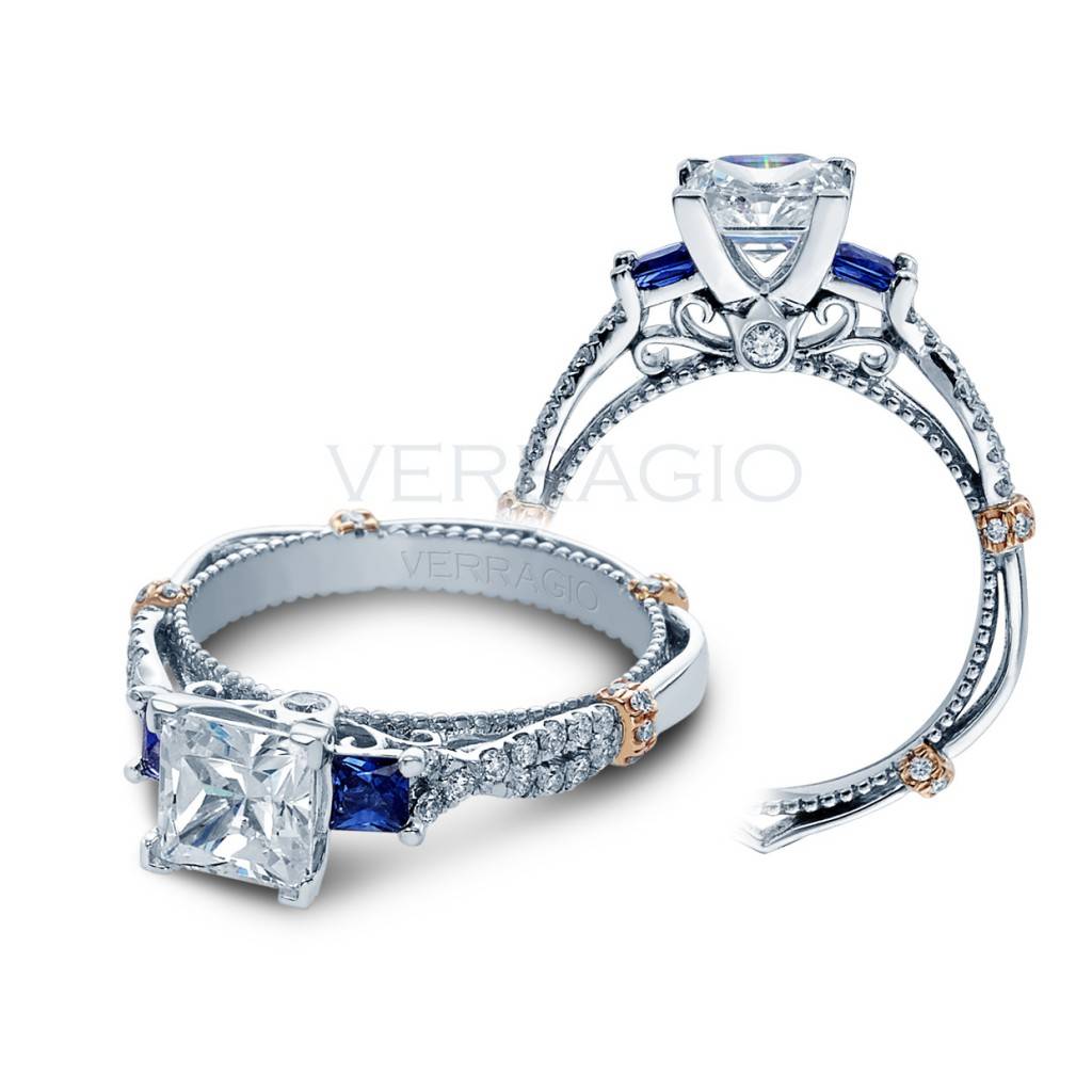 Verragio Sapphire and diamond princess cut engagement ring