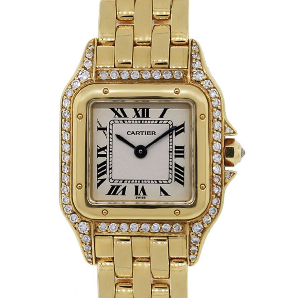 Cartier Panthere 18K Yellow Gold Diamond Bezel Ladies Watch-Boca Raton