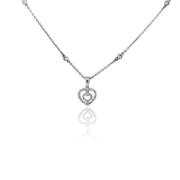 You are viewing this 14k White Gold Diamonds by the Yard Heart Shape Diamond Slide Pendant Necklace!