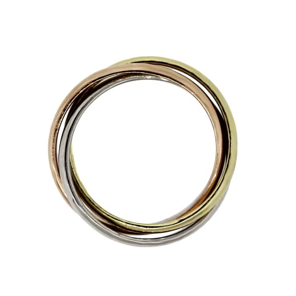 18k Tri-Color Gold Rolling Ring Style Wedding Ring