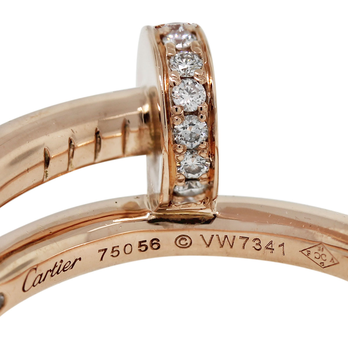 Cartier Juste Un Clou 18k Pink Gold Diamond Pave Nail Ring