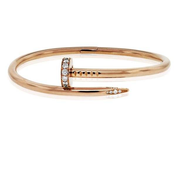 Cartier Juste Un Clou 18k Rose Gold Diamond Pave Nail Bracelet