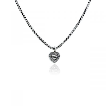 You are viewing this David Yurman Sterling Silver Diamond Heart Pendant Necklace!