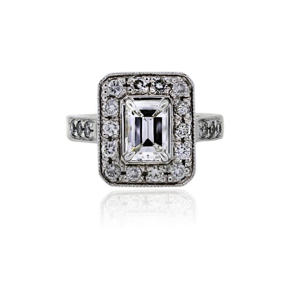 You are viewing this 14k White Gold 1.10ct Emerald Cut Diamond Engagement Ring!