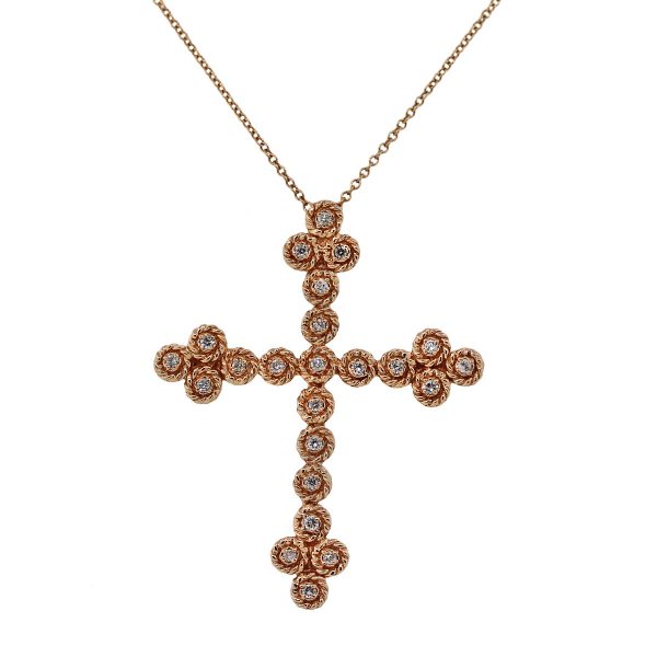 14k Rose Gold Cross Slide Pendant Necklace