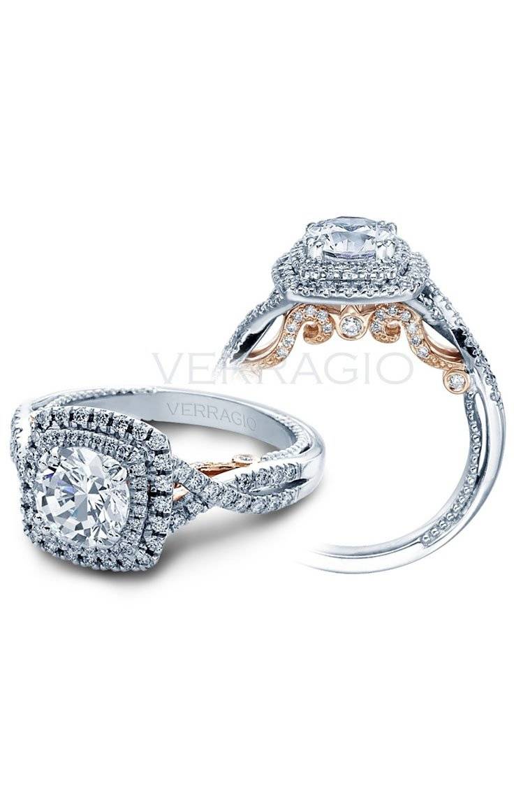 Verragio rose gold and white gold double halo ring