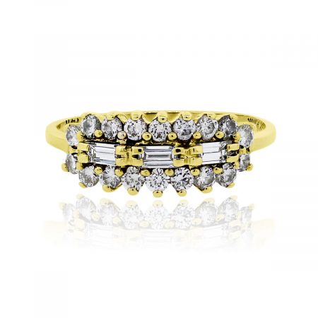 You are viewing this 14k Yellow Gold Baguette Round Brilliant .50ctw Diamond Band Ring!