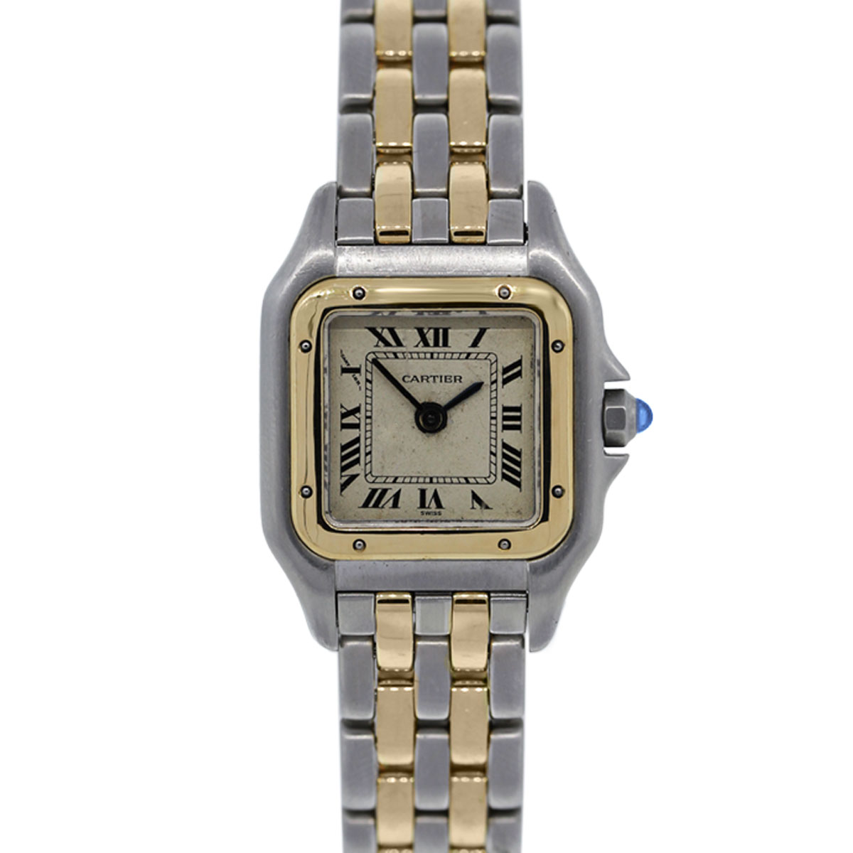 Cartier Panther Stainless Steel and 18k Yellow Gold Double Row Gold ...