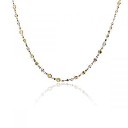 You are viewing this Platinum and 18k Yellow and Rose Gold 17" Diamonds by The Yard Necklace!