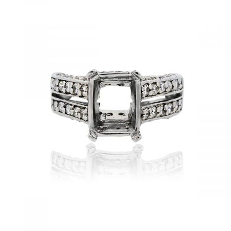 You are viewing this Platinum Double Row Diamond Mounting Band Ring!
