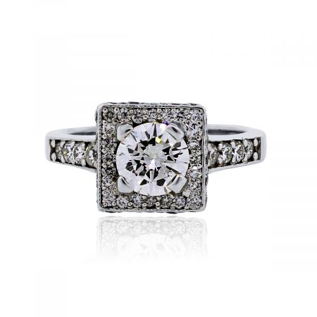You are viewing this 14k White Gold 1ct Round Brilliant Diamond Engagement Ring!