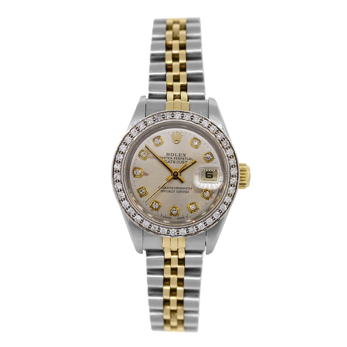 Rolex Datejust 69173 Two Tone Diamond Bezel Ladies Watch