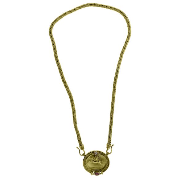 Seidengang 18k Yellow Gold Diamond Ruby Necklace