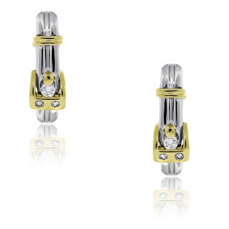 You are viewing these 18k Two Tone Gold Diamond Huggie Earrings!