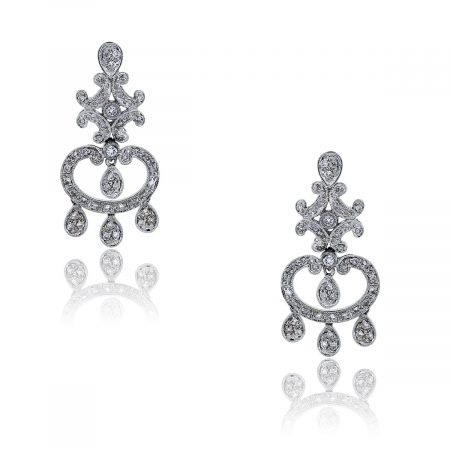 You are viewing these 18k White Gold Diamond Drop Dangle Chandelier Earrings!