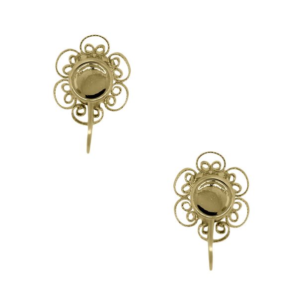 14k Yellow Gold Opal Screw Back Earrings