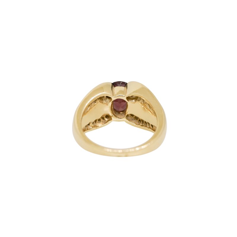 Kabana 14k Yellow Gold Garnet Mother of Pearl Diamond Ring