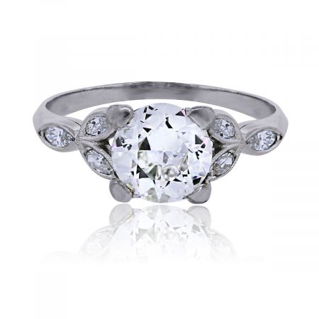 You are viewing this Platinum Floral Mounting Round Brilliant 1.19ct Diamond Ring!