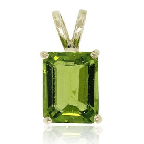 14k Yellow Gold Emerald Cut Peridot Pendant