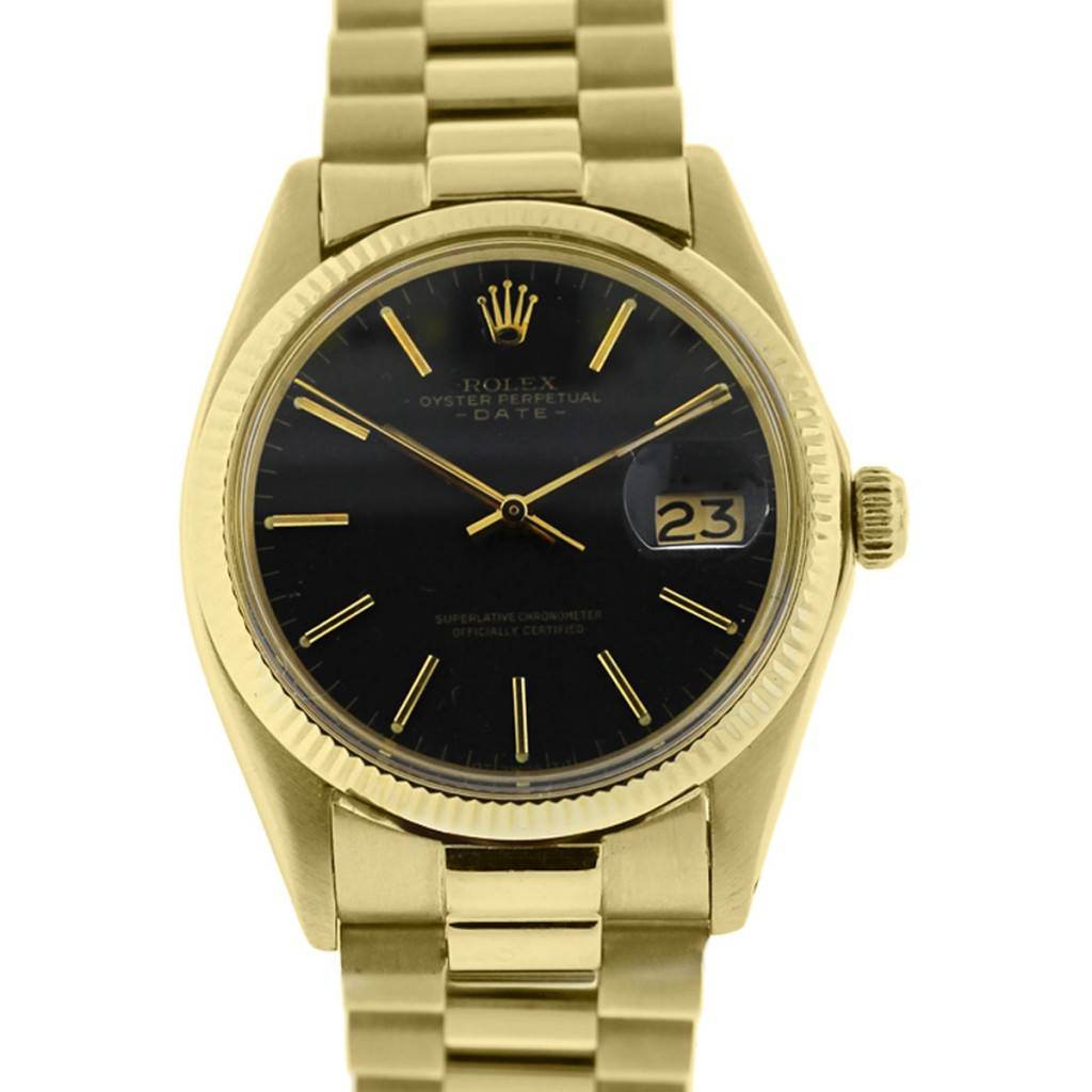 Rolex Date 1503 Yellow Gold Black Dial Automatic Watch - Boca Raton