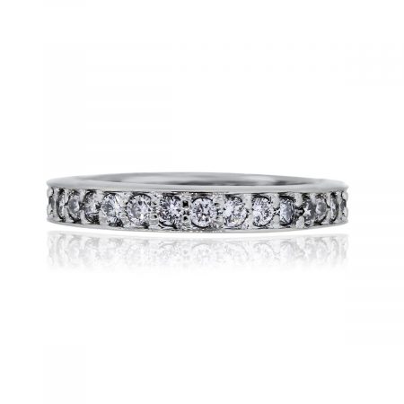 You are viewing this 14k White Gold Round Brilliant 3mm Diamond Wedding Band Ring!