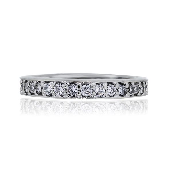 You are viewing this 14k White Gold Round Brilliant 3mm Diamond Wedding Band Ring!