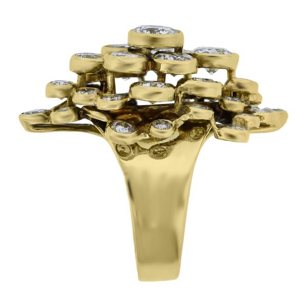 18k Yellow Gold 9ctw Diamonds Bezel Set Ring