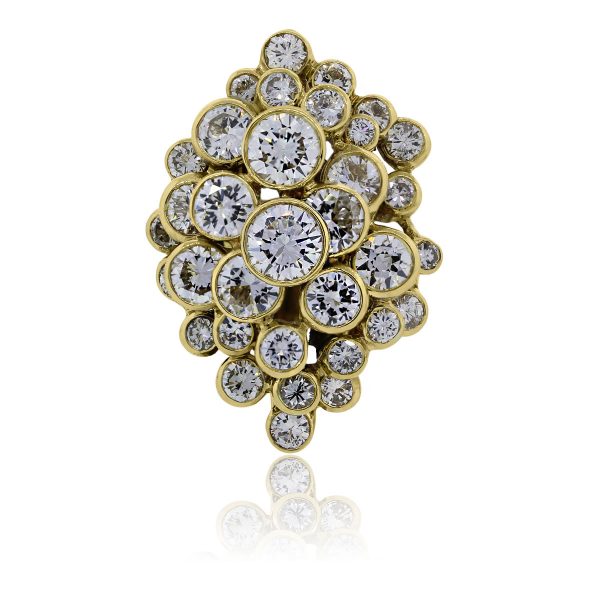 You are viewing this 18k Yellow Gold 9ctw Diamonds Bezel Set Cluster Ring!