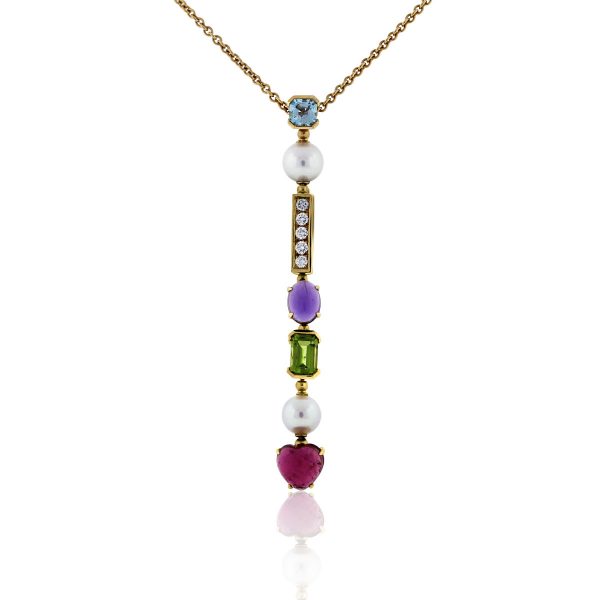 You are viewing this Bulgari Color Collection 18k Yellow Gold Diamond Multi Stone Necklace!