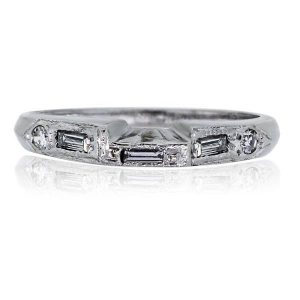 You are viewing this Platinum Diamond Stackable Vintage Band Ring!