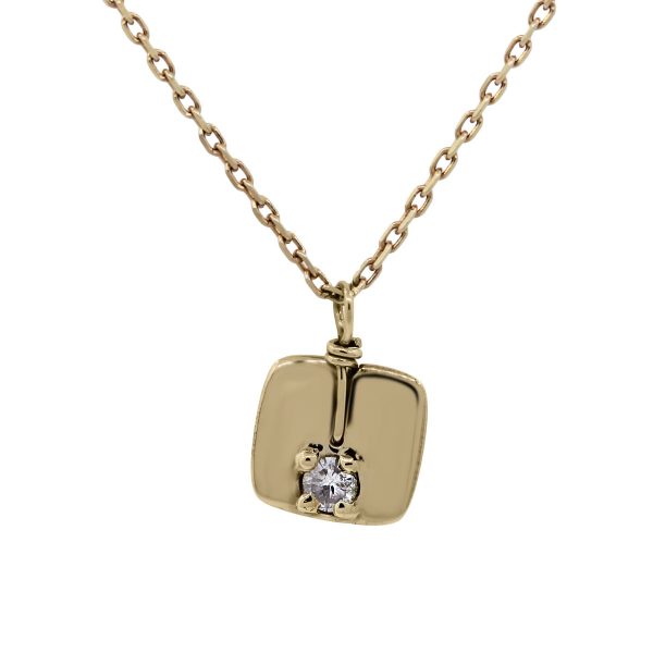Breil 18k Yellow Gold Diamond Small Disc Necklace