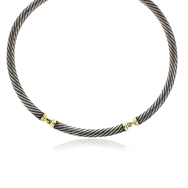 You are viewing this David Yurman Sterling Silver with 14k Yellow Gold Cable Necklace!