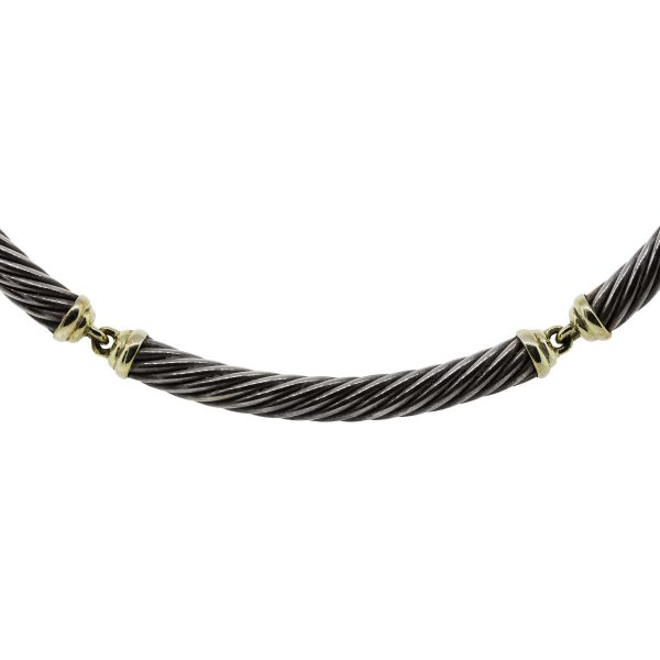 David Yurman Sterling Silver with 14k Yellow Gold Necklace