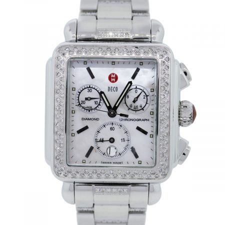You are viewing this Michele Deco Mosaic Diamond Mother of Pearl Dial Watch!
