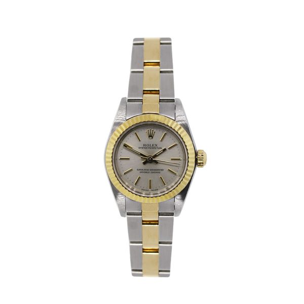 Rolex Oyster Perpetual Two Tone Gold Dial Ladies Watch