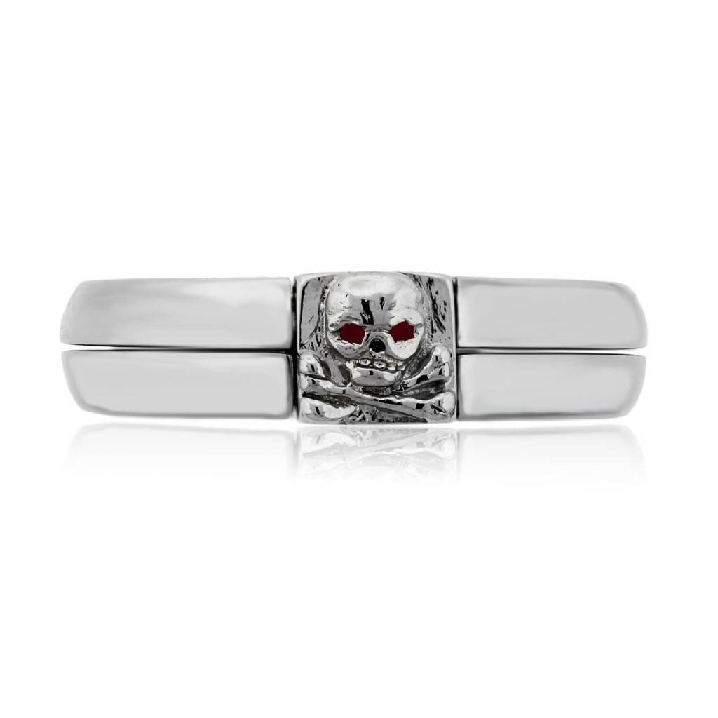 You are viewing this Platinum Ruby Skull Mens Ring!